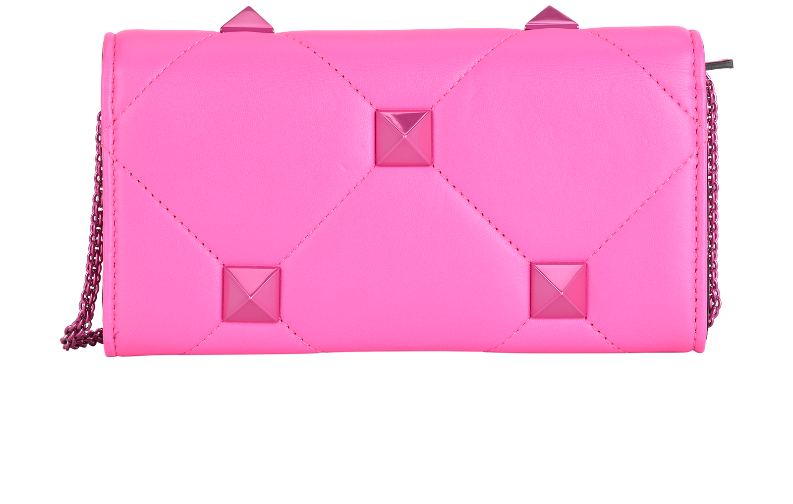 Roman Stud Wallet On Chain, &pound;295, Handbags, Pink, Leather, Back view